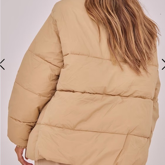 Stone Color - Nylon Padded Puffer Jacket - Picture 2 of 2